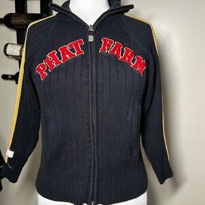 Y2K Phat Farm zip-up ribbed knit jacket size 7